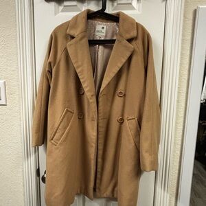 Tan Double-Breasted Women's Coat